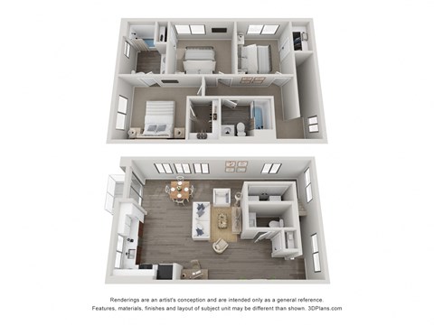 Floor plan for 3 beds, 2.5 baths, 1479 sqft